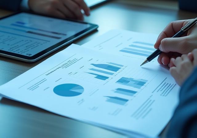 Modern business consultation with strategic papers and professional layout